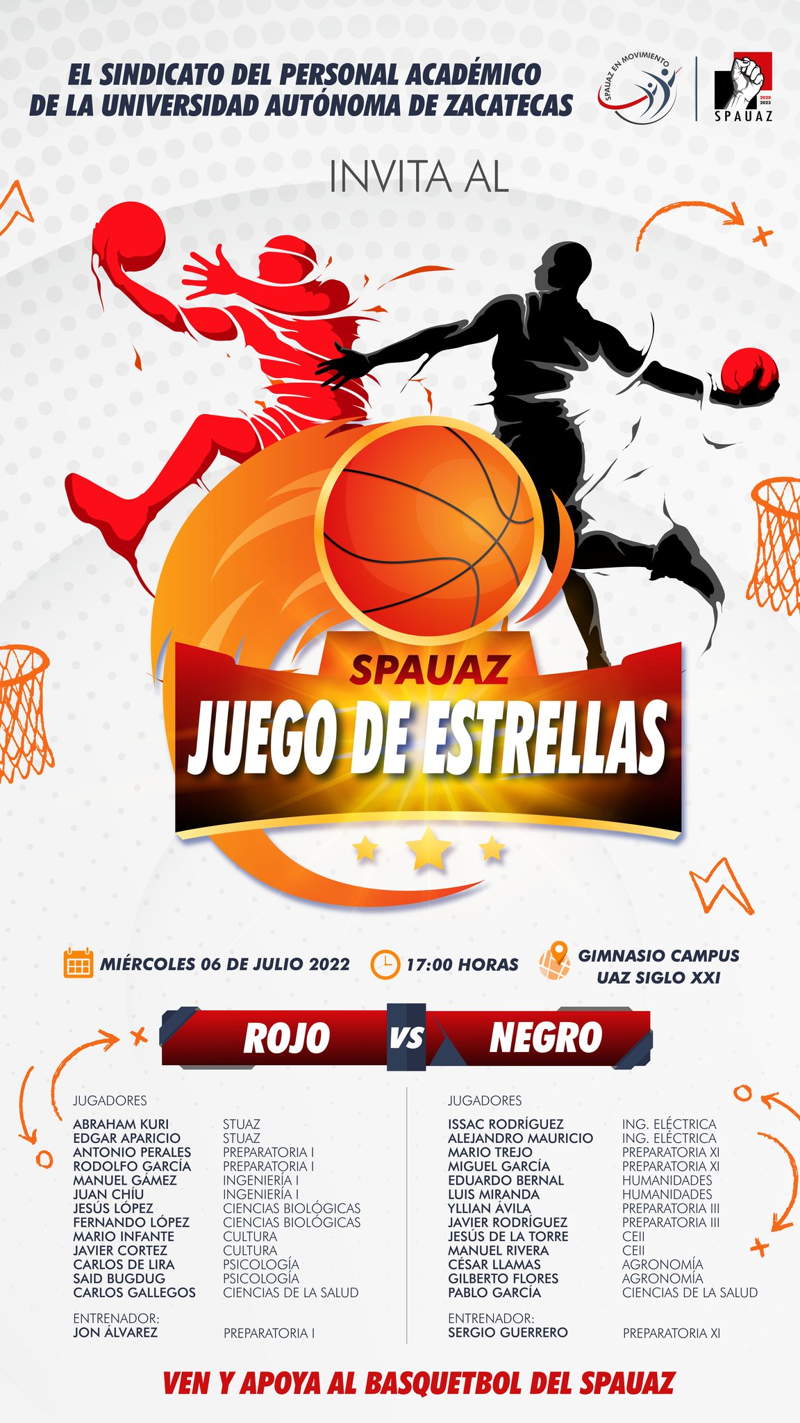 Juego de Basquetbol de estrellas – SINDICATO DEL PERSONAL ACADEMICO DE LA  UNIVERSIDAD AUTONOMA DE ZACATECAS